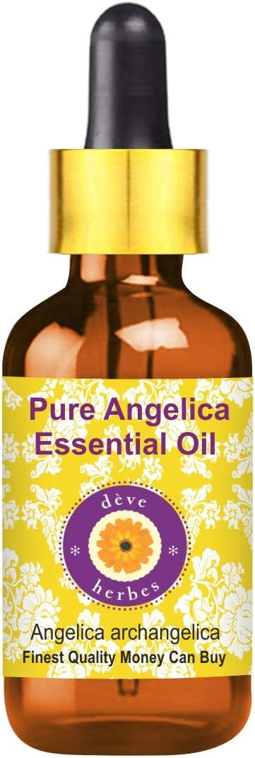 Deve HerbesPure Angelica Essential Oil (Angelica archangelica) with Glass Dropper Steam Distilled 100ml (3.38 oz)
