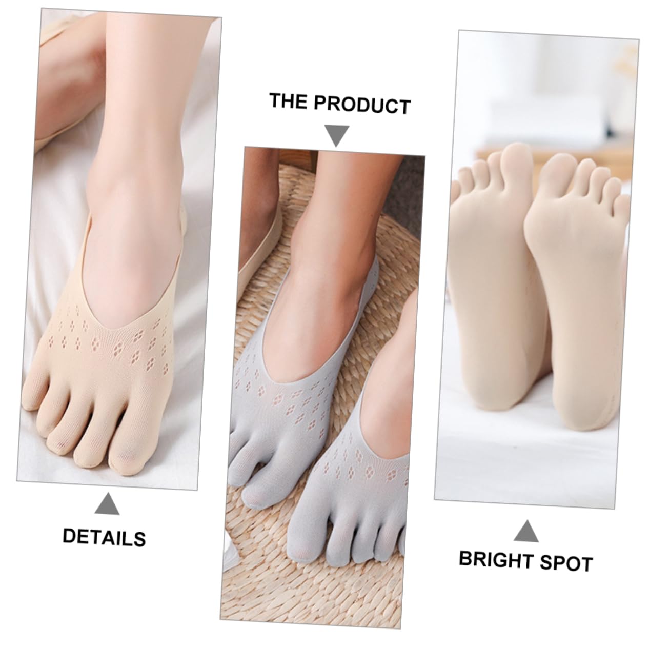 PACKOVE Cotton Toe Socks for Women Low Cut Ankle Socks Soft and Comfortable Set