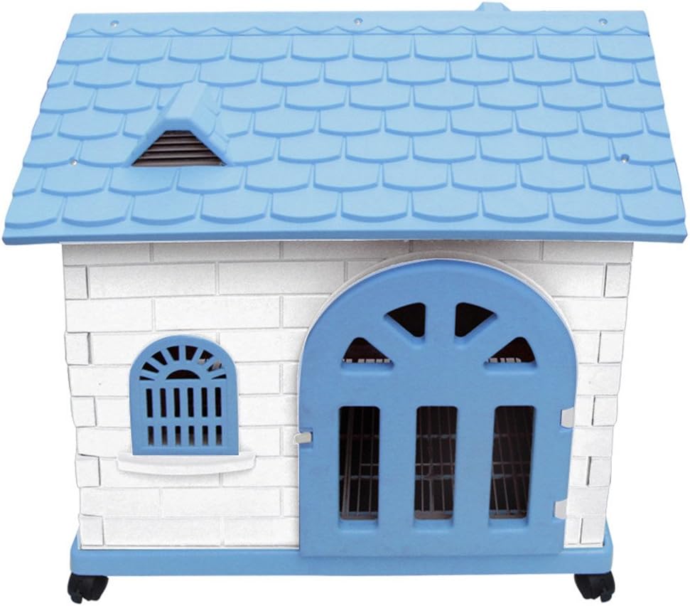 Pet Products _ Kennel With Toilet Pet Litter Small Dog With Wheels Plastic Pet,Blue