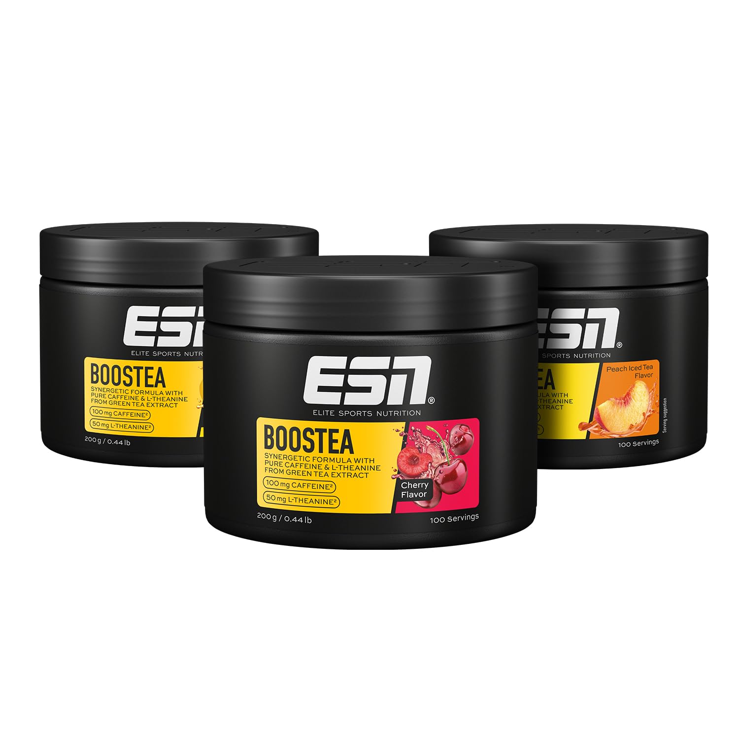 ESN Boostea, mixed Bundle, 3 x 200 g, verschiedene Sorten, Booster mit Koffein, L-Theanin und Grüntee-Extrakt - made in Germany