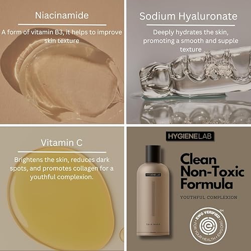Miniatura 4 de HygieneLab Lavado facial  Limpiador suave e hidratante verificado por EWG con aloe, niacinamida y vitamina C, elimina la suciedad sin pelar la piel