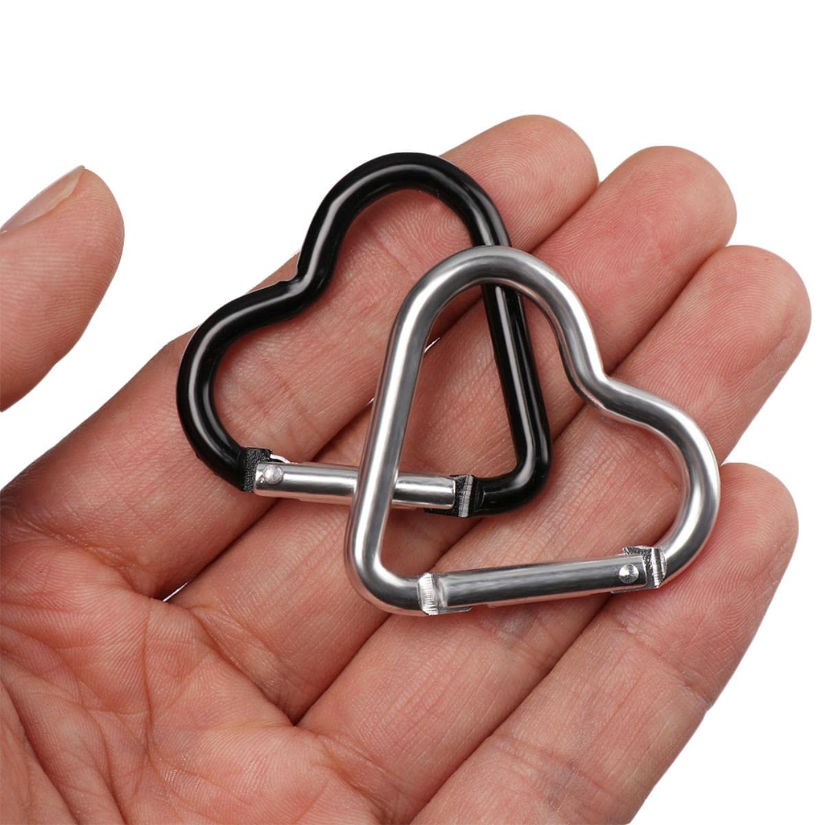 3 pz/set Moschettone In Alluminio A Forma di Cuore Portachiavi Portachiavi Esterna Gancio Bottiglia D'acqua Fibbia Appesa Kit Da Viaggio Accessori-Colore Casuale 5 pz