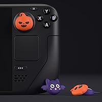 Vista 6 de PlayVital Thumb Grip Caps for Steam Deck LCD, Silicone Thumbsticks Grips Joystick Caps for Steam Deck OLED - Halloween Pumpkin Bat