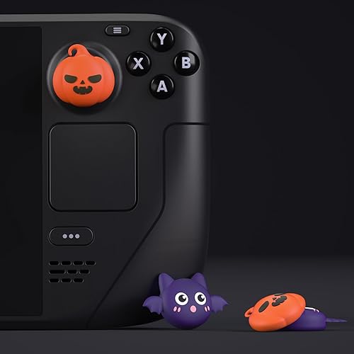 Miniatura 6 de PlayVital Thumb Grip Caps for Steam Deck LCD, Silicone Thumbsticks Grips Joystick Caps for Steam Deck OLED - Halloween Pumpkin Bat