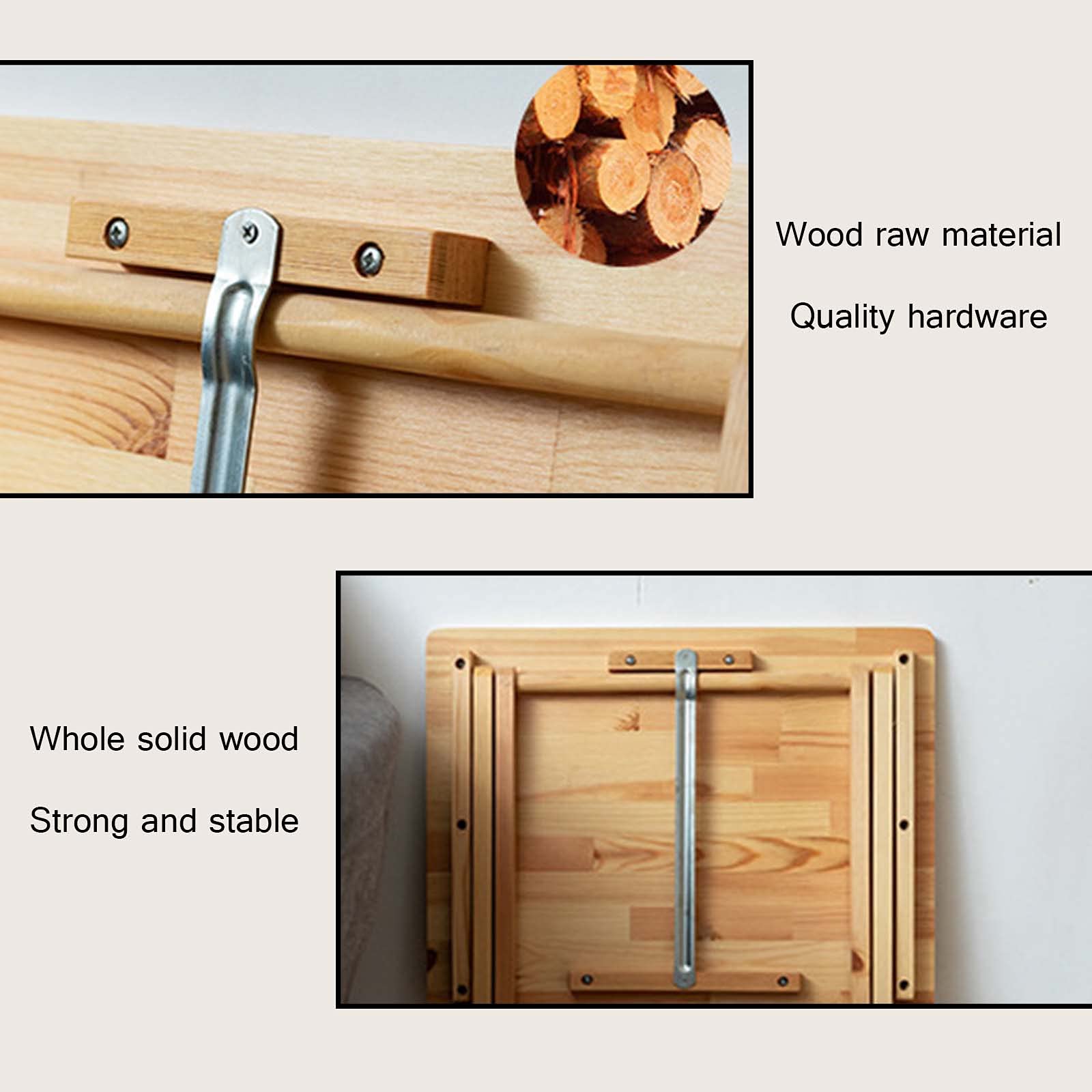 Mesas auxiliares, Mesa Auxiliar para Exteriores de Madera Natural de 20 "de Ancho, Mesa de Picnic Plegable, Muebles de Patio portátiles para terraza, jardín, terraza