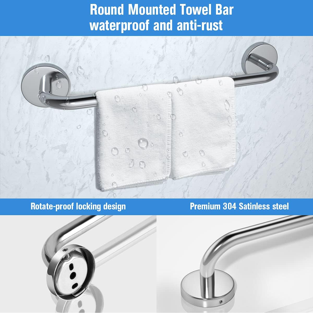 Bathroom Hardware Set 4 Pieces, ILAVCOOL Towel Bar Set SUS304 Stainless Steel Bath Accessories Set Includes Hand Towel Bar, Towel Ring, Robe Towel Hooks, Toilet Paper Holder, Wall Mounted : Tools & Home Improvement