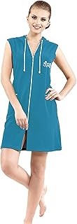 La Serren Womens Terry Cotton Zipper Front with Hood Sleeveless Robe Dress Beach Dress - Buy now