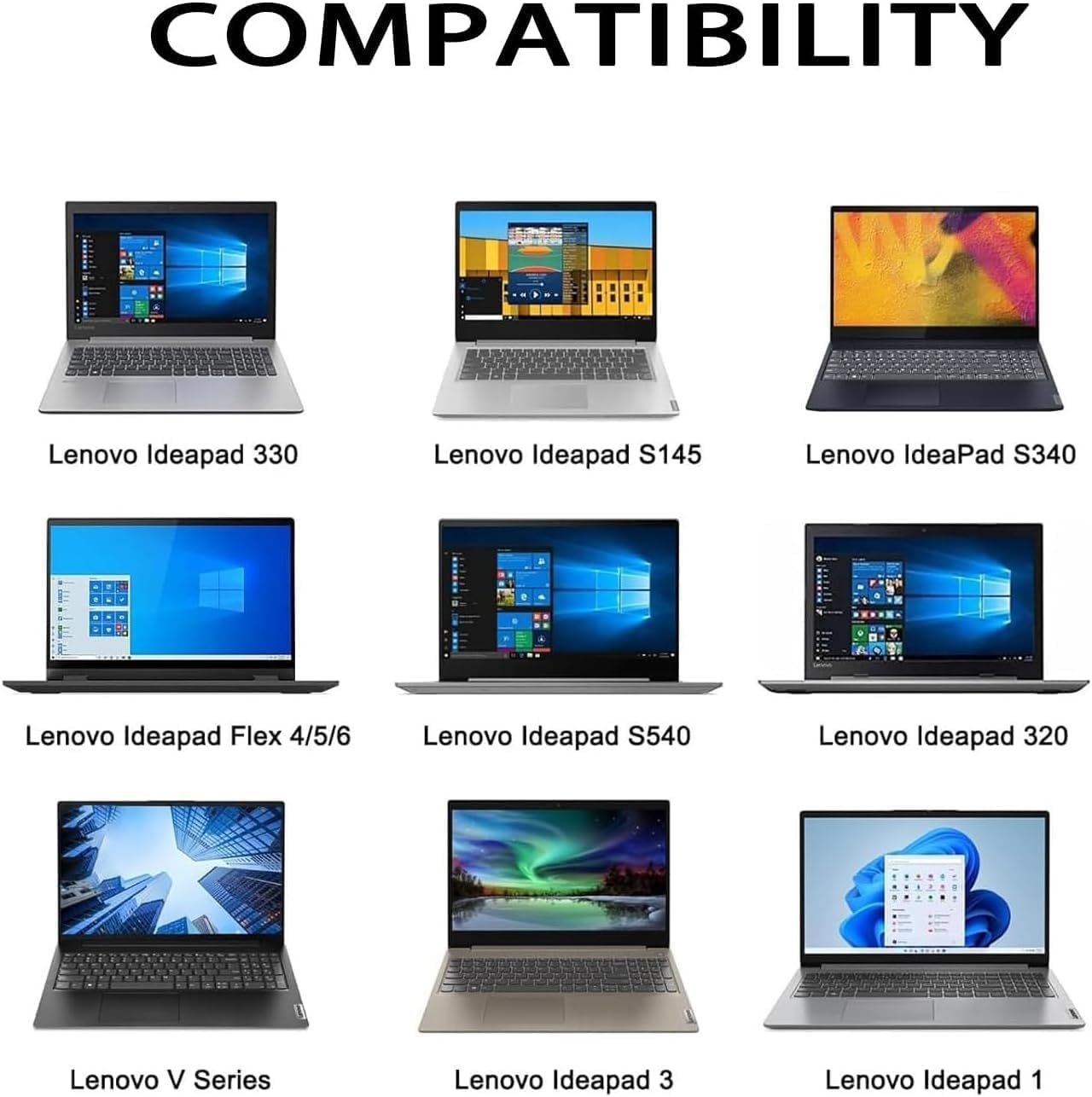 65W 45W Adapter for Lenovo IdeaPad 3 3i 5 1i Ideapad Silm 1 3 5 7 Ideapad 110 110s 310 320 330 330s 520 530s 710s AC Charger Power Supply Cord 4.0 * 1.7mm