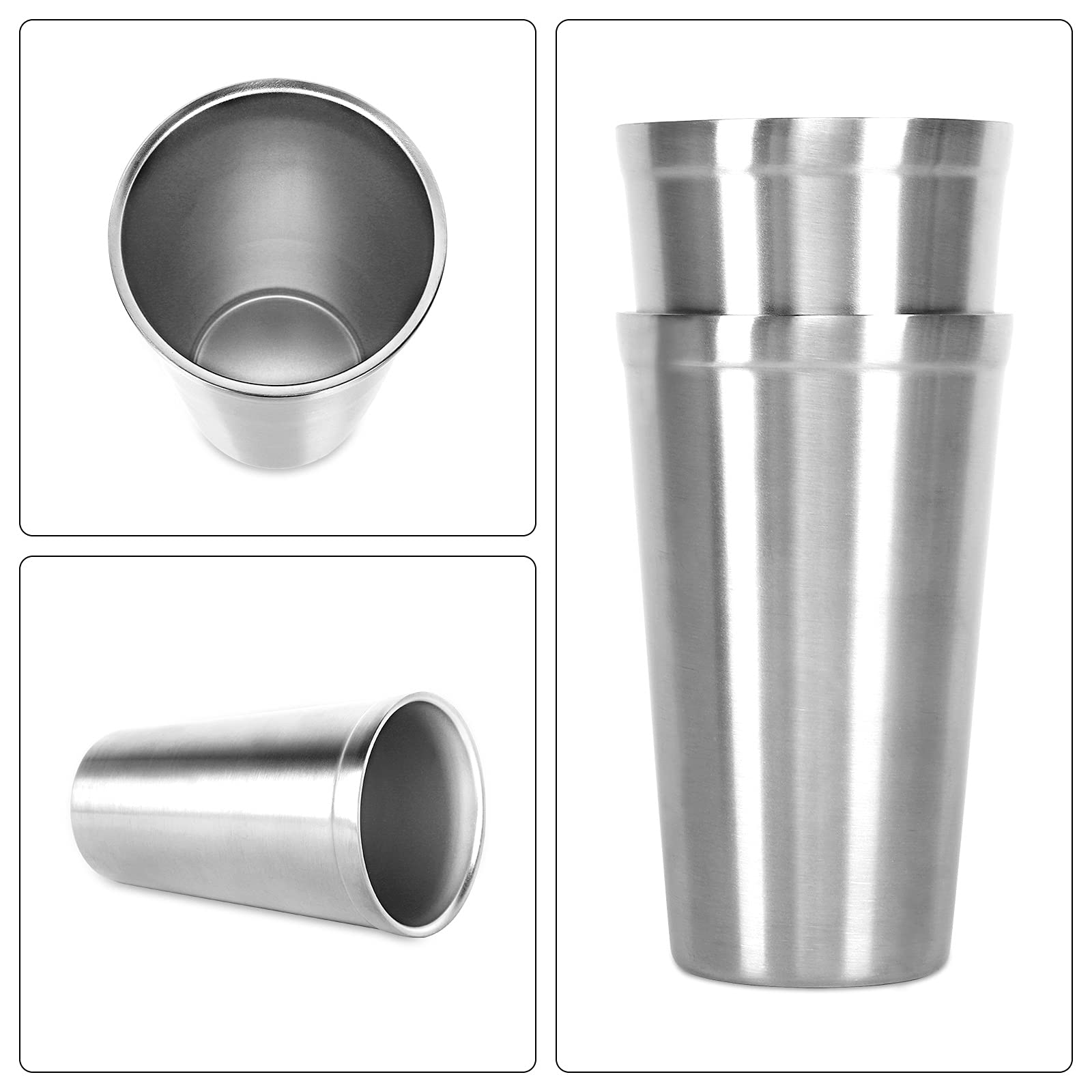 Youda Doppelwandige Isolierbecher aus Edelstahl (2er-Set), Stapelbar, Kaffeetasse/Teetasse/Kühlende Biergläser, ideal für Kinder, für Reisen, Outdoor, Camping & Alltag, 16 oz (480ml, Silber)