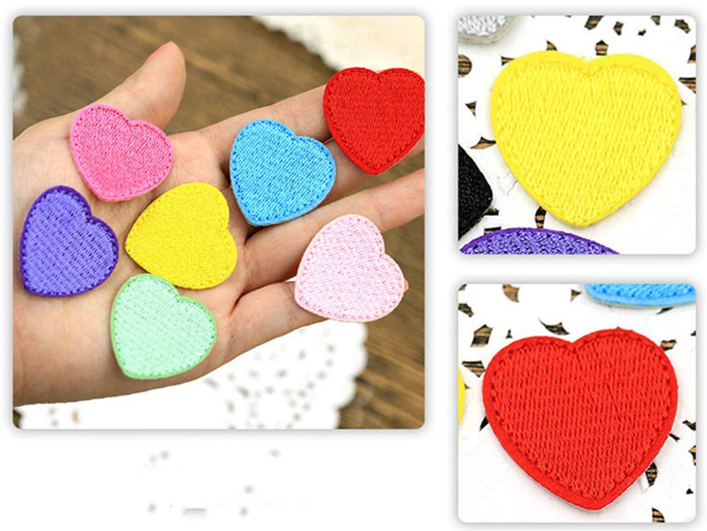 MSCFTFB - 33 parches bordados de corazón pequeño para coser o coser, adornos para ropa, chaquetas, mochilas, zapatos, reparación de decoraciones (naranja)