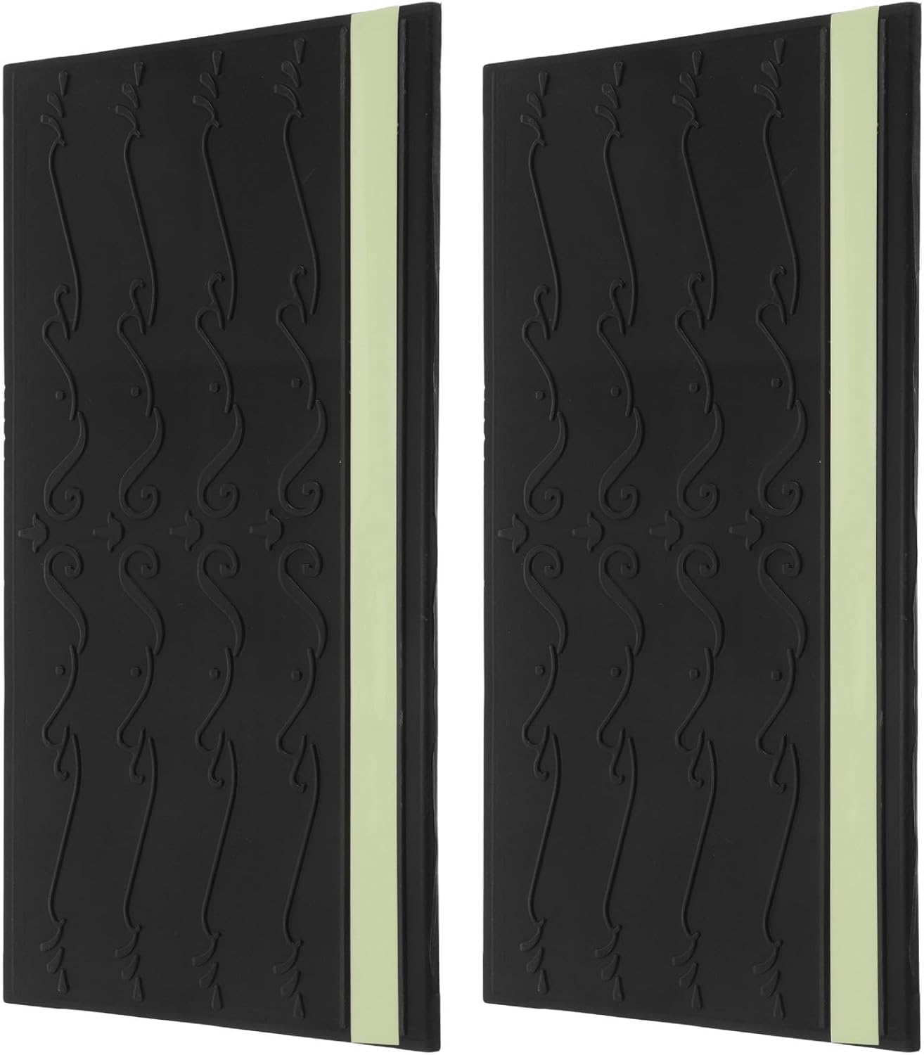 2pcs Indoor Non-Slip Ramp Mat for Robot Vacuum, Black Plastic | Glow in Dark Guidance, 9.84x4.72x1.97 in Size, Doorway Threshold Use for Cleaning Robot