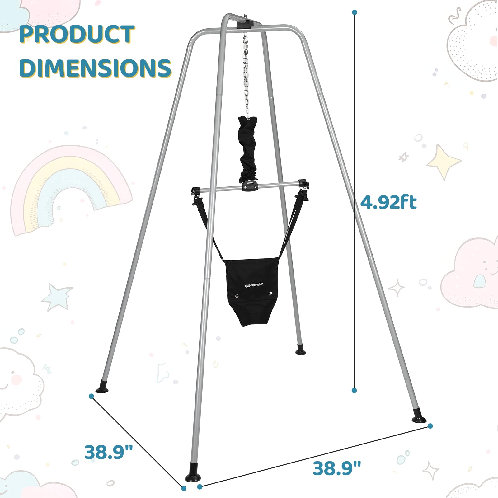 Cowiewie Baby Jumper with Stand, 2 in 1 Walking Harness Function, Quick-Folding Stand for Easy Storage, Portable Baby Jumper 6-12 Months