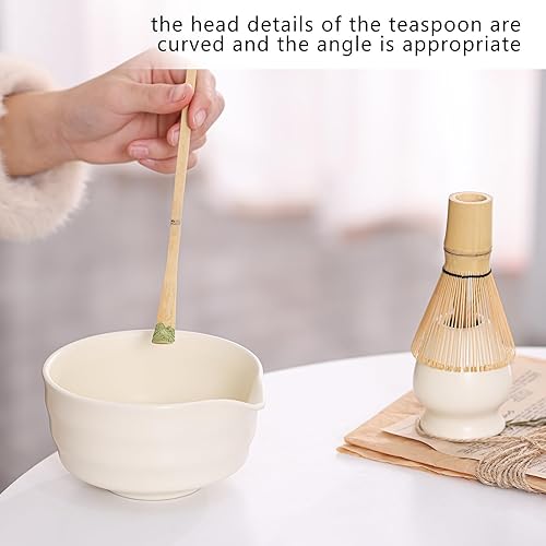 Miniatura 5 de Juego de té Matcha  Kit de ceremonia tradicional japonesa con cuenco de cerámica de 18.5 onzas, batidor de bambú, cuchara y soporte  ideal para la