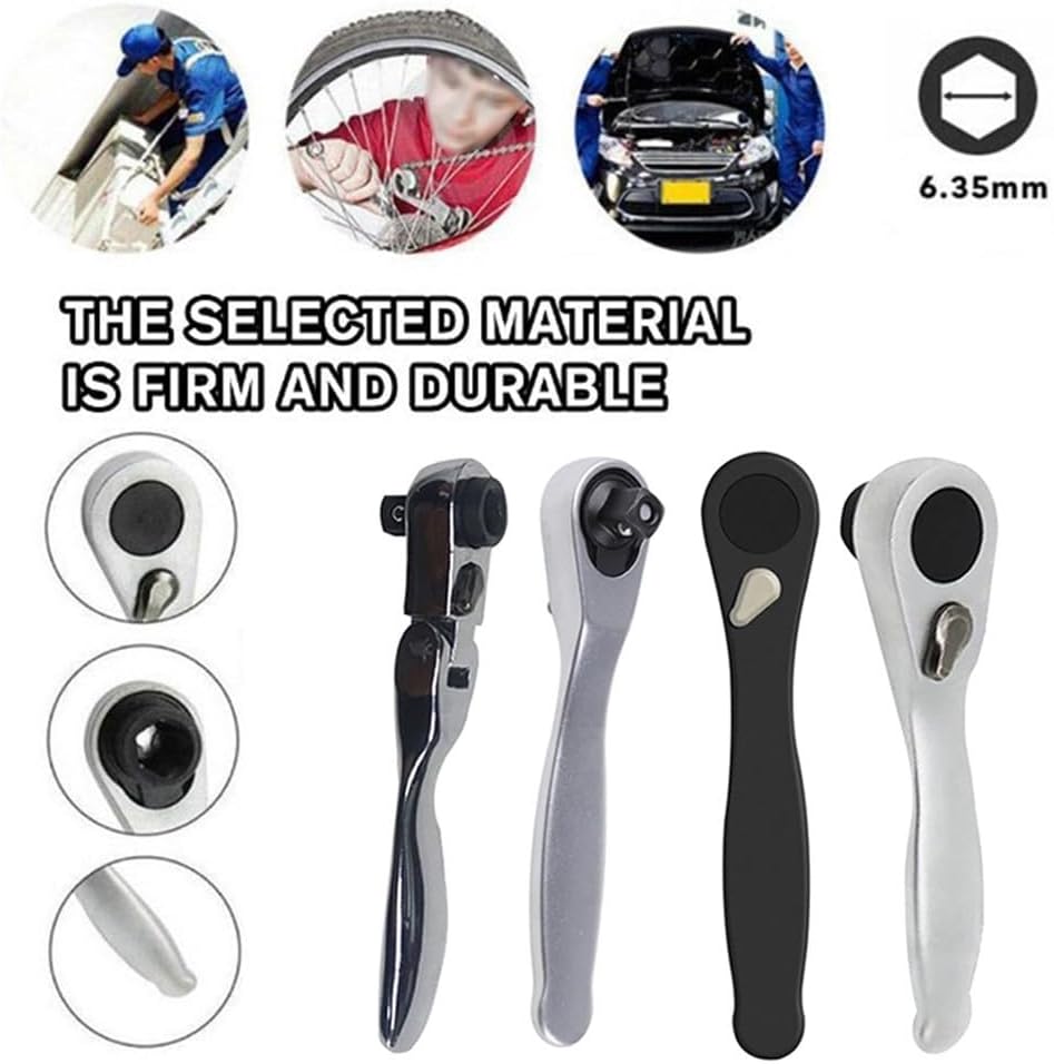 Adjustable Ratchet, 94mm with 11mm Jaw & 1/4-inch Drive – High-Carbon Steel, Compact Palm-Sized Tool Automotive, DIY, and Tight-Space Repair(B)