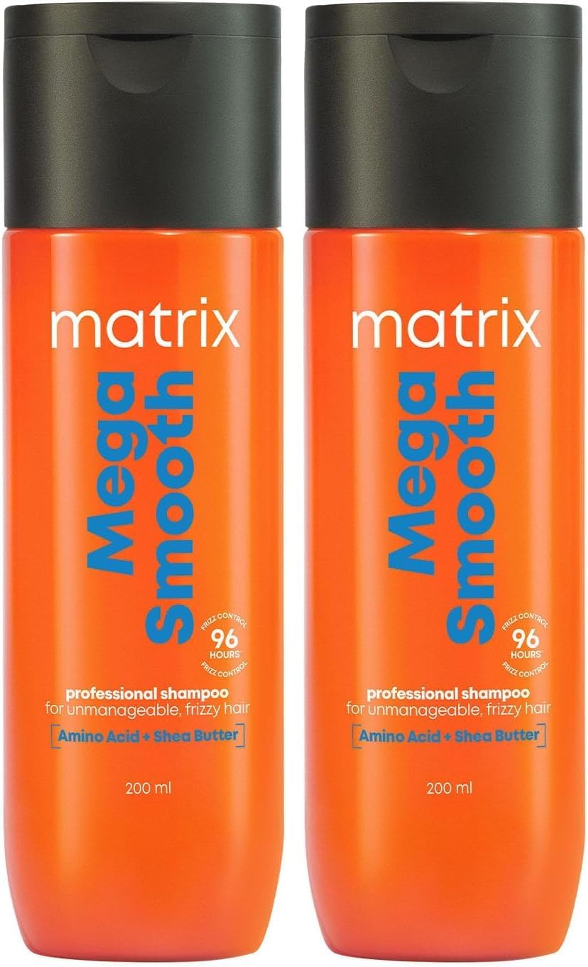 Matrix Mega Smooth Professional Shampoo with Shea Butter & Amino Acids, for Frizzy Hair | Max Smoothness for 4 Days | Used by 1 Lakh Hairstylists*| For All Hair Types | Paraben Free