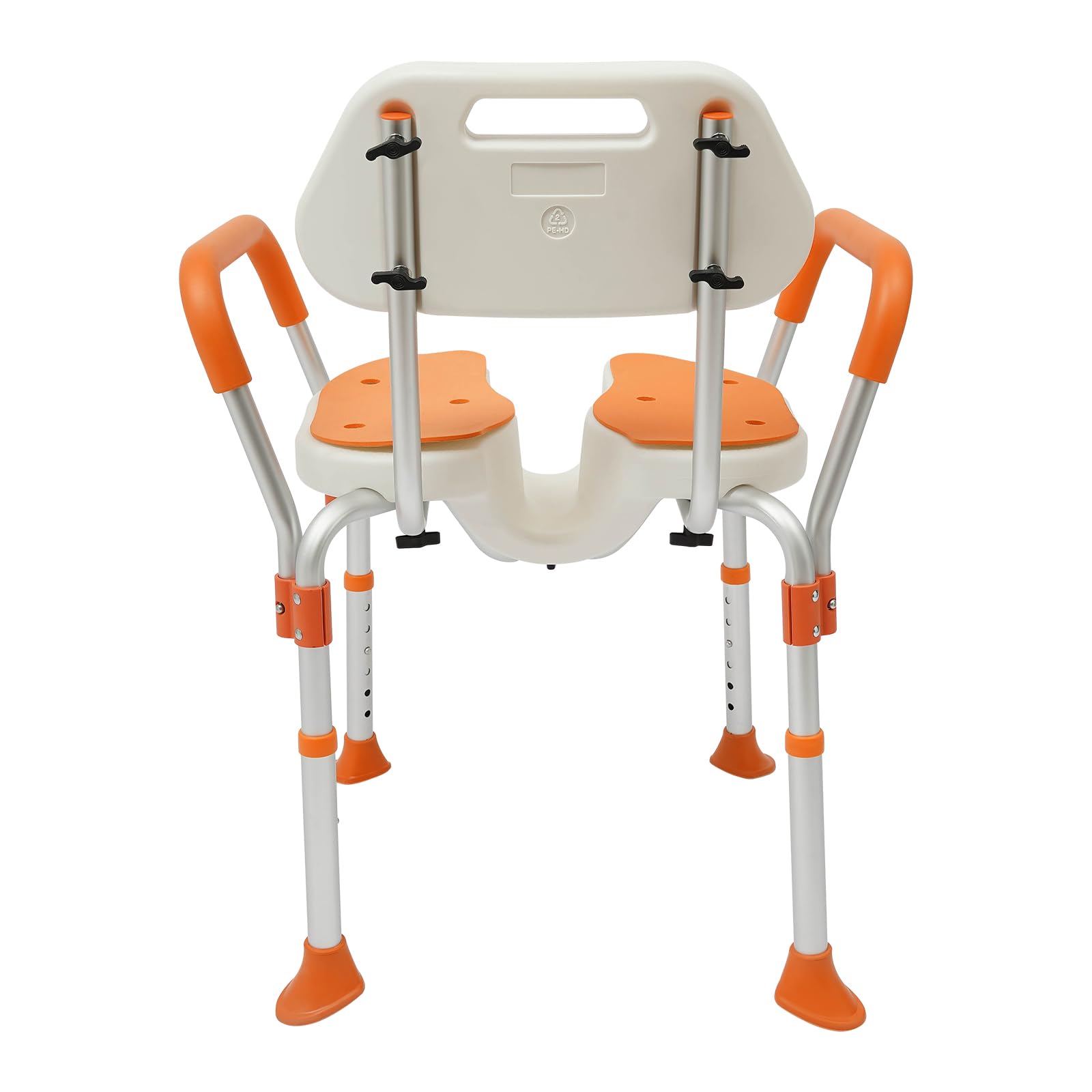Silla de ducha, asiento de ducha con respaldo, reposabrazos, 6 niveles de altura ajustable, silla de baño para personas mayores, embarazadas, discapacitados, 125 kg