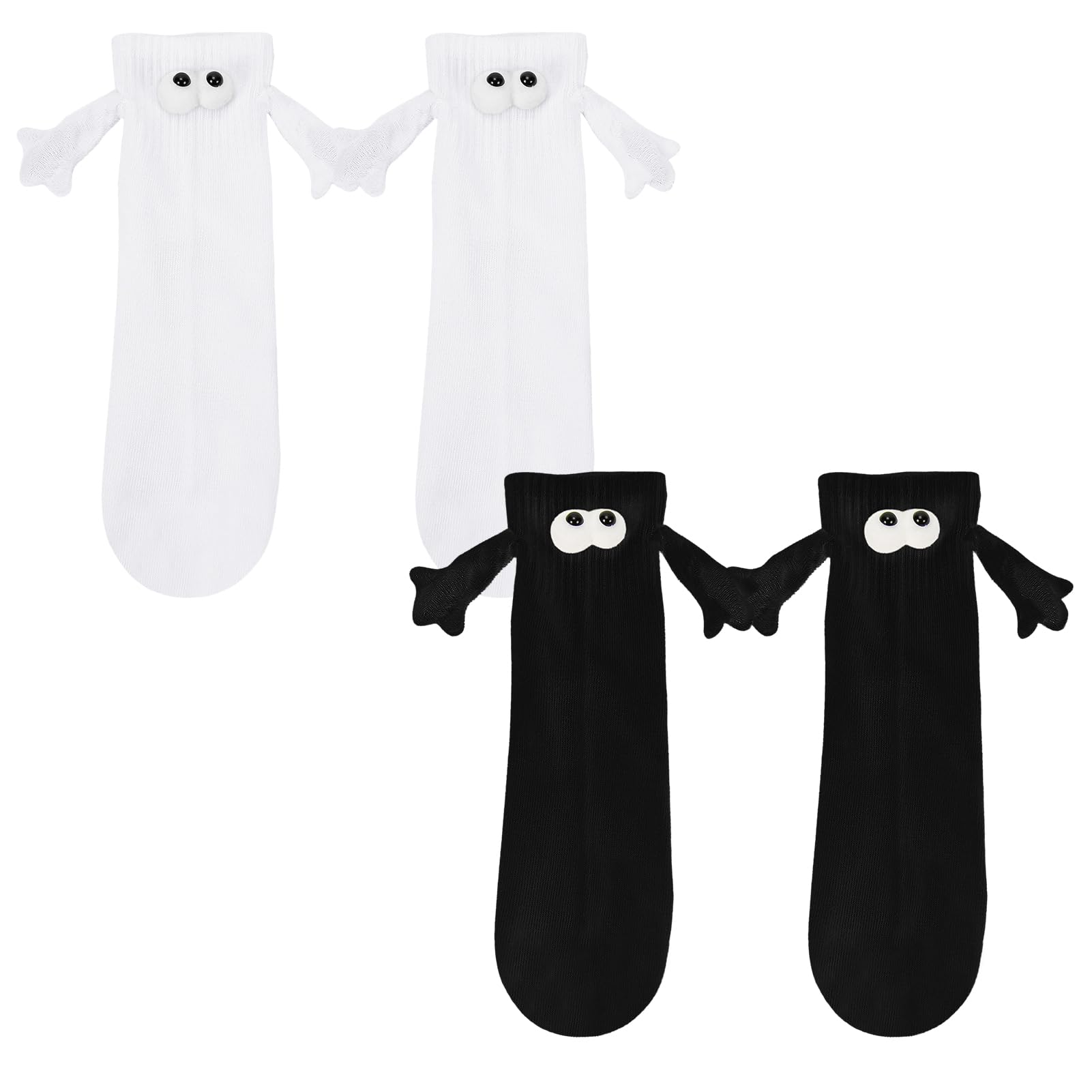 SoulitemSoulitem 2 Pairs Funny Christmas Magnetic Suction Couple Socks, Novelty Socks, Couple Holding Hands Sock, Funny Socks for Women Men, Hand in Hand Socks Friendship Socks, Cute Socks, Women Socks