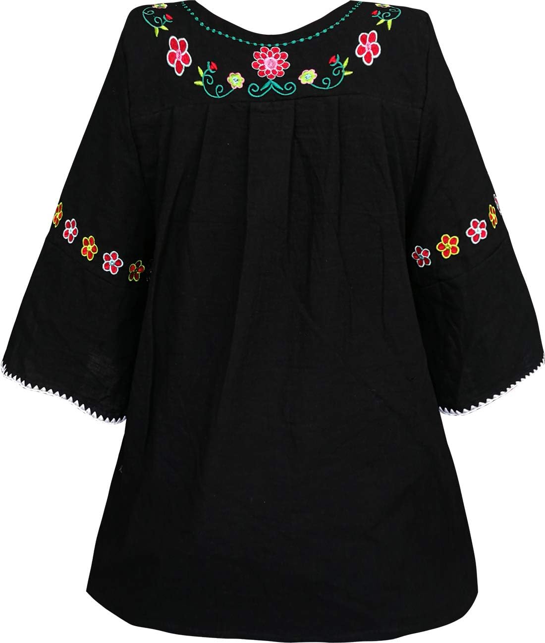 Mexican Shirts Peasant Blouses for Women Cotton Embroidered Blouses Fiesta Summer Bohemian Shirts 3/4 Sleeves - Image 8