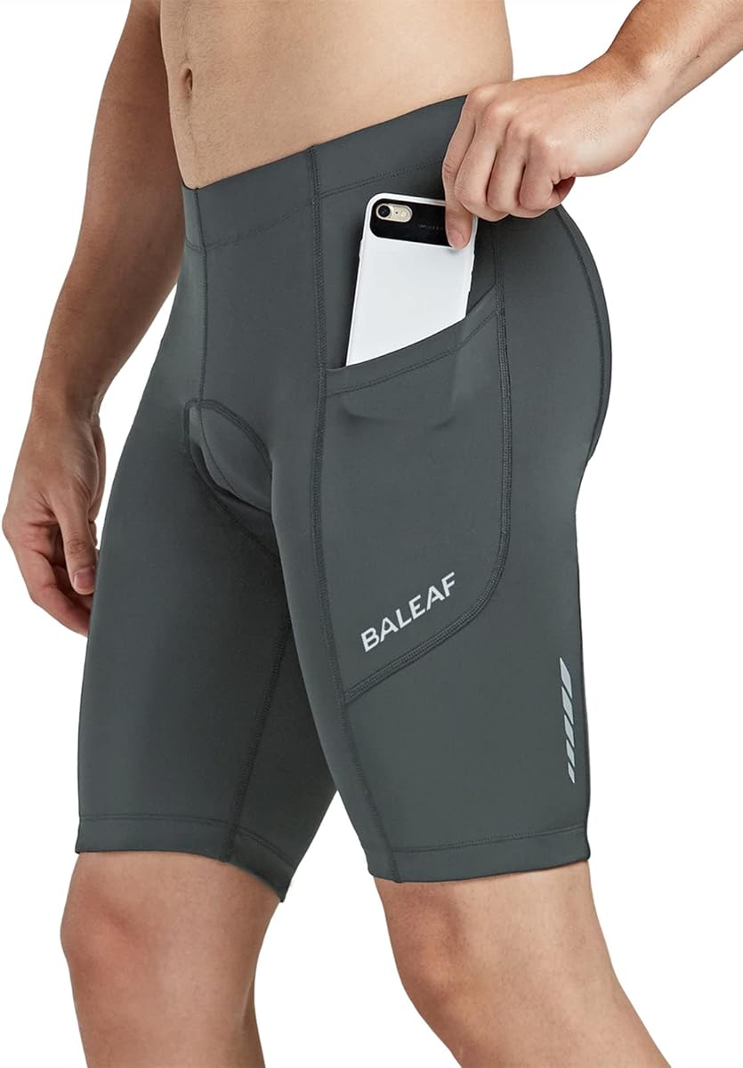 baleaf Men's Padded Bike Shorts Cycling Road Biking Riding Bicycle Cycle Wear Pockets UPF 50+ MTB Accessories Tights