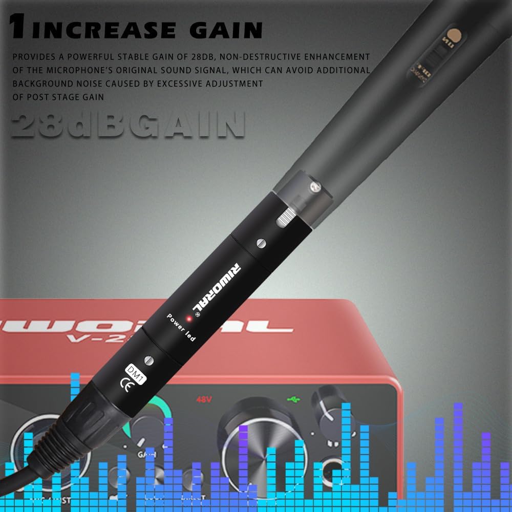 Microphone Preamp with 28dB Gain for Mic Booster Preamplifier for