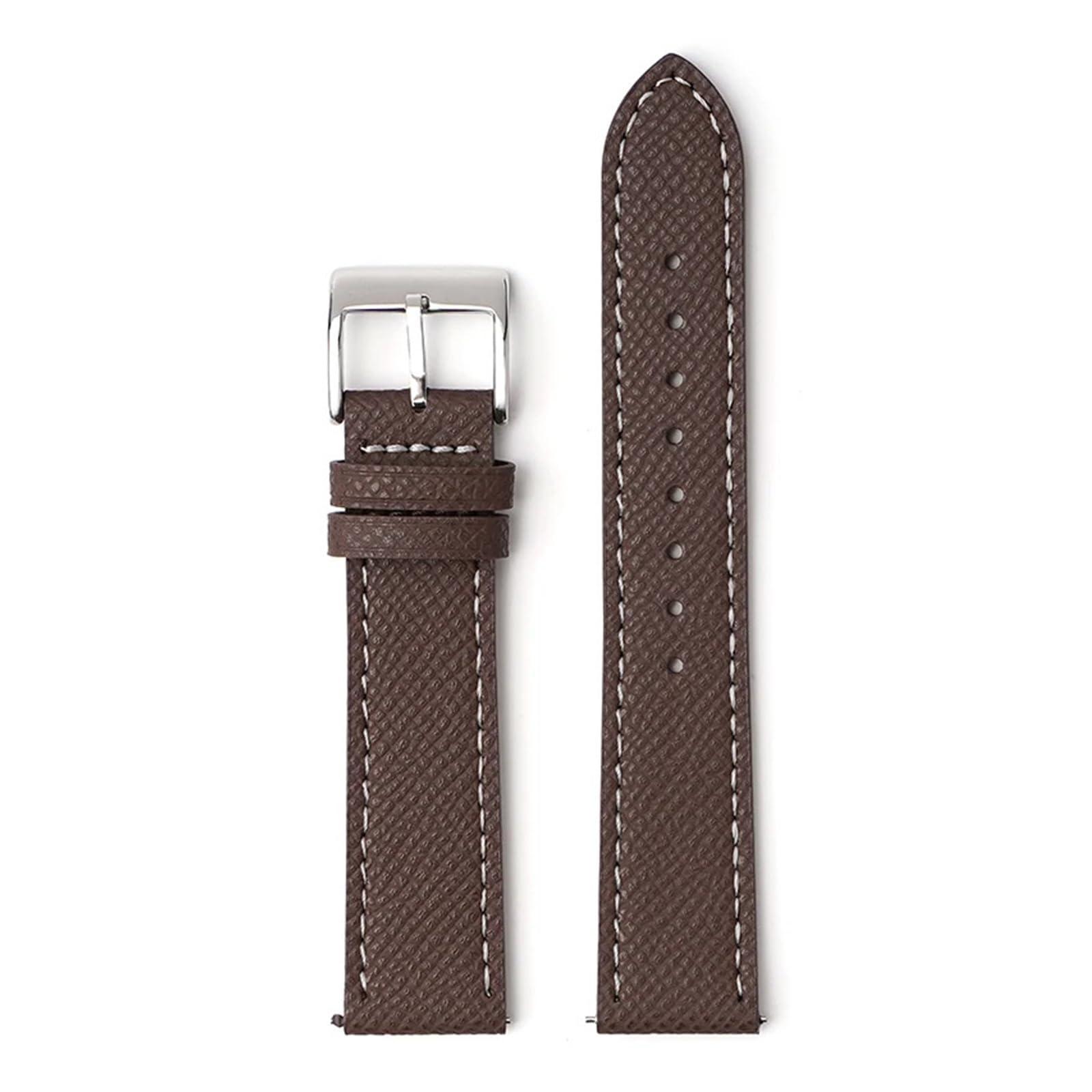 bracelet de montre réglable ， Bracelet de montre en cuir de veau, bracelet de montre à dégagement rapide, fait à la main, motif de paume, ceinture(Dark brown wh line,20mm)