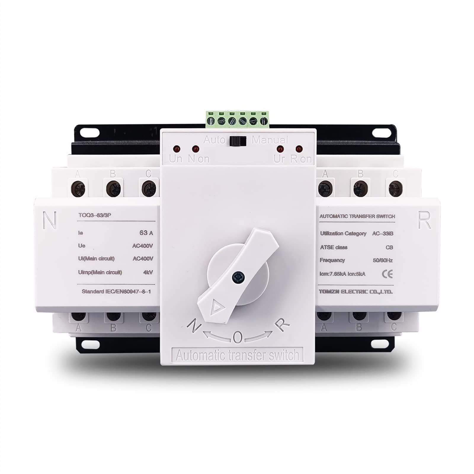 Commutateur de transfert automatique 63A contre les pertes de phase en 380V triphasé