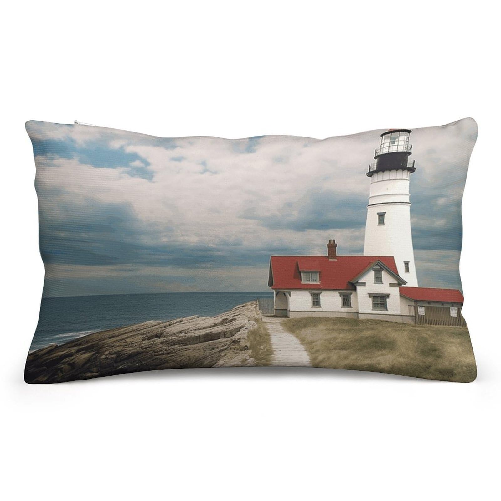 Velvet Pillowcases Standard Size 8"x12", Ultra Soft Breathable Pillow Cases for Bed, Luxury Cozy Fuzzy Pillow Shams, Lumbar Pillow Cover, Lighthouse Backdrop Cushion Case Home Decor