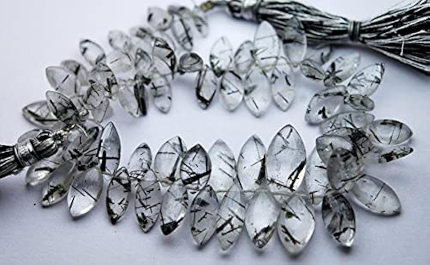 Quartz rutilé noir naturel perle marquise briolette 9-16mm LKBEADS