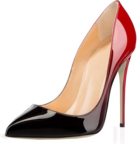 COLETER Women's Sexy Pointed Toe High Heels,4.72 inch/12cm Patent Leather Pumps,Wedding Dress Shoes,Cute Evening Stilettos