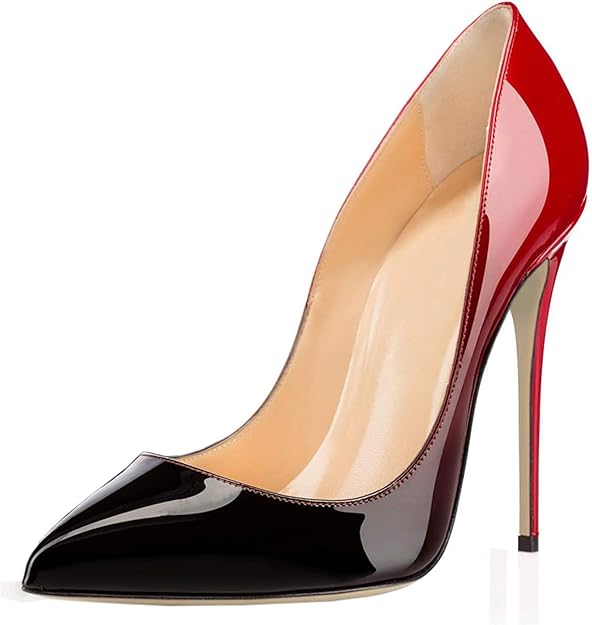 COLETER Women's Sexy Pointed Toe High Heels,4.72 inch/12cm Patent Leather Pumps,Wedding Dress Shoes,Cute Evening Stilettos