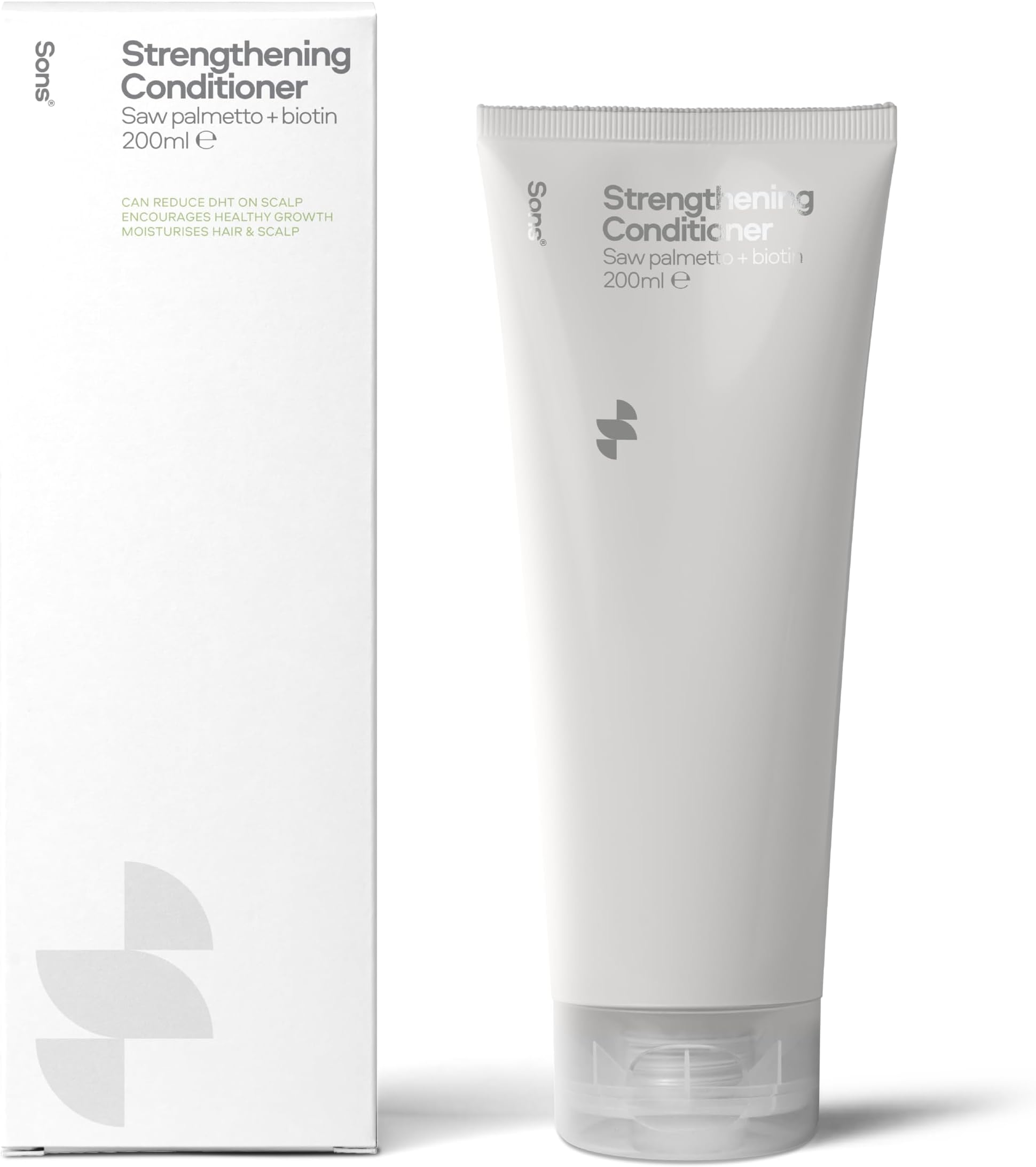 Sons Strengthening Conditioner (1x200ml). DHT Blocking and Anti-Dandruff Formula with Saw Palmetto, Argan Oil, & Biotin. Sulphate & Paraben Free. Itchy Scalp Treatment. 1 Month Supply. Made in Europe.