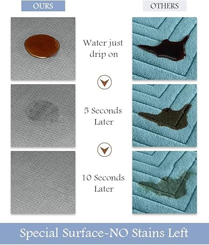 Miniatura 3 de MontVoo -Alfombra de baño larga, antideslizante, súper absorbente, resistente a las manchas, de secado rápido, delgada, se ajusta debajo de la