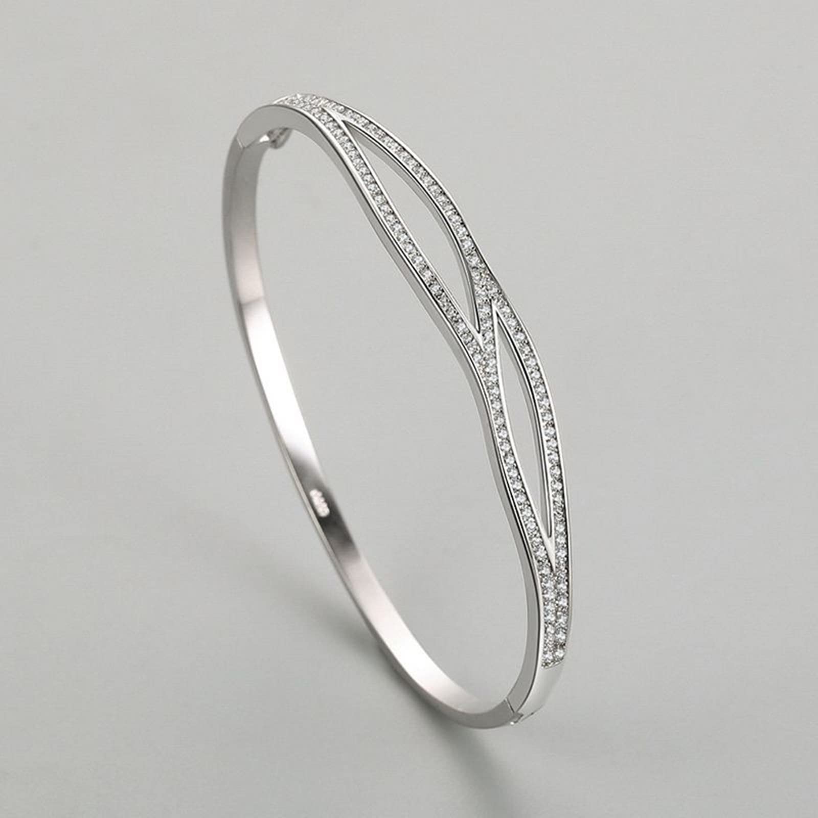 HLTYGWX Bracciale da Donna in Argento Sterling, Braccialetti dell'amicizia con zirconi a Doppia Croce