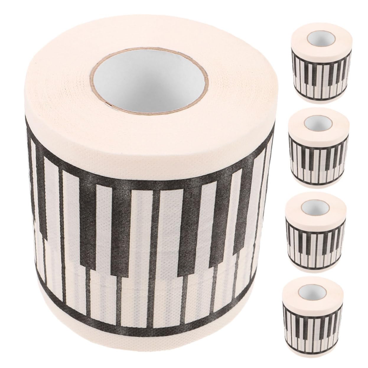 5 rollos de papel higiénico decorativo con estampado de piano absorbente y creativo