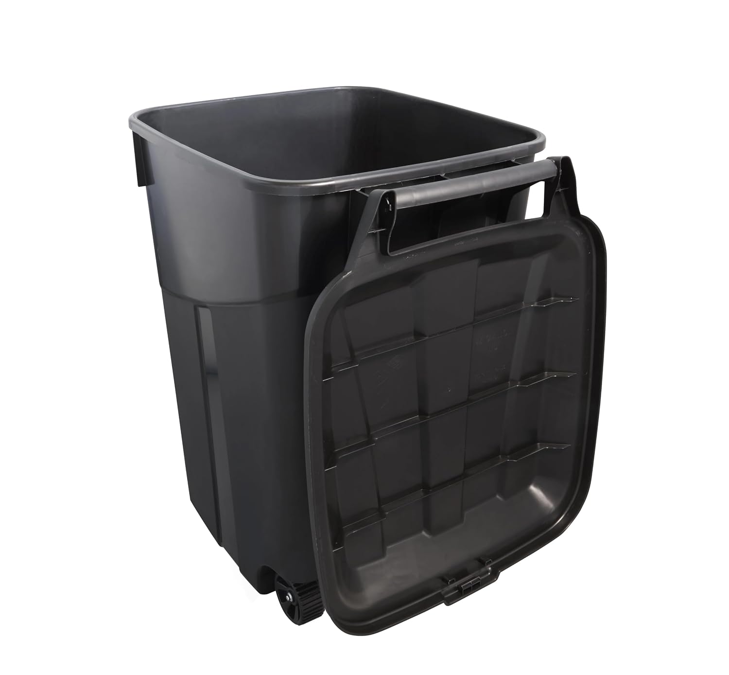 45-Gallon Heavy-Duty Plastic Trash can with Wheels, Comes with a lid, Large-Capacity Outdoor Waste Container, with Ergonomic Handle, Suitable for Garage, Patio, Backyard, Black
