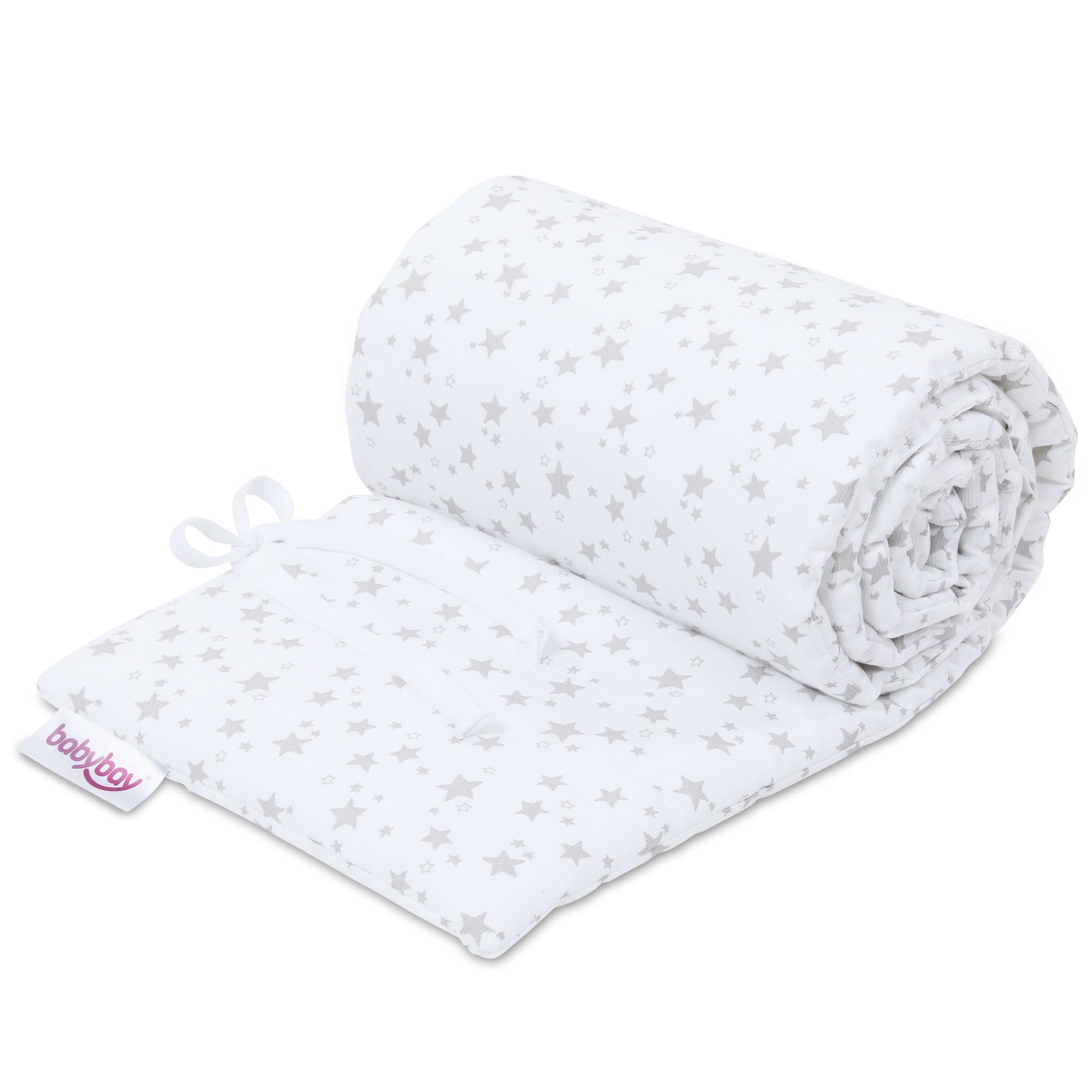 babybay Nestchen Piqué passend für Modell Boxspring XXL, weiß Sterne perlgrau