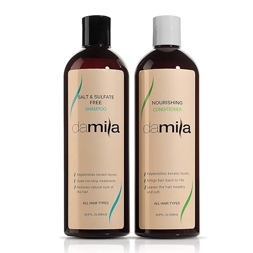 Damila ChampĂş y acondicionador sin sal y sulfato para cabello tratado con queratina y color paquete econĂłmico de queratina profesional para cabello Damila ChampĂş y acondicionador sin sal y sulfato para cabello tratado con queratina y color paquete econĂłmico de queratina profesional para cabello