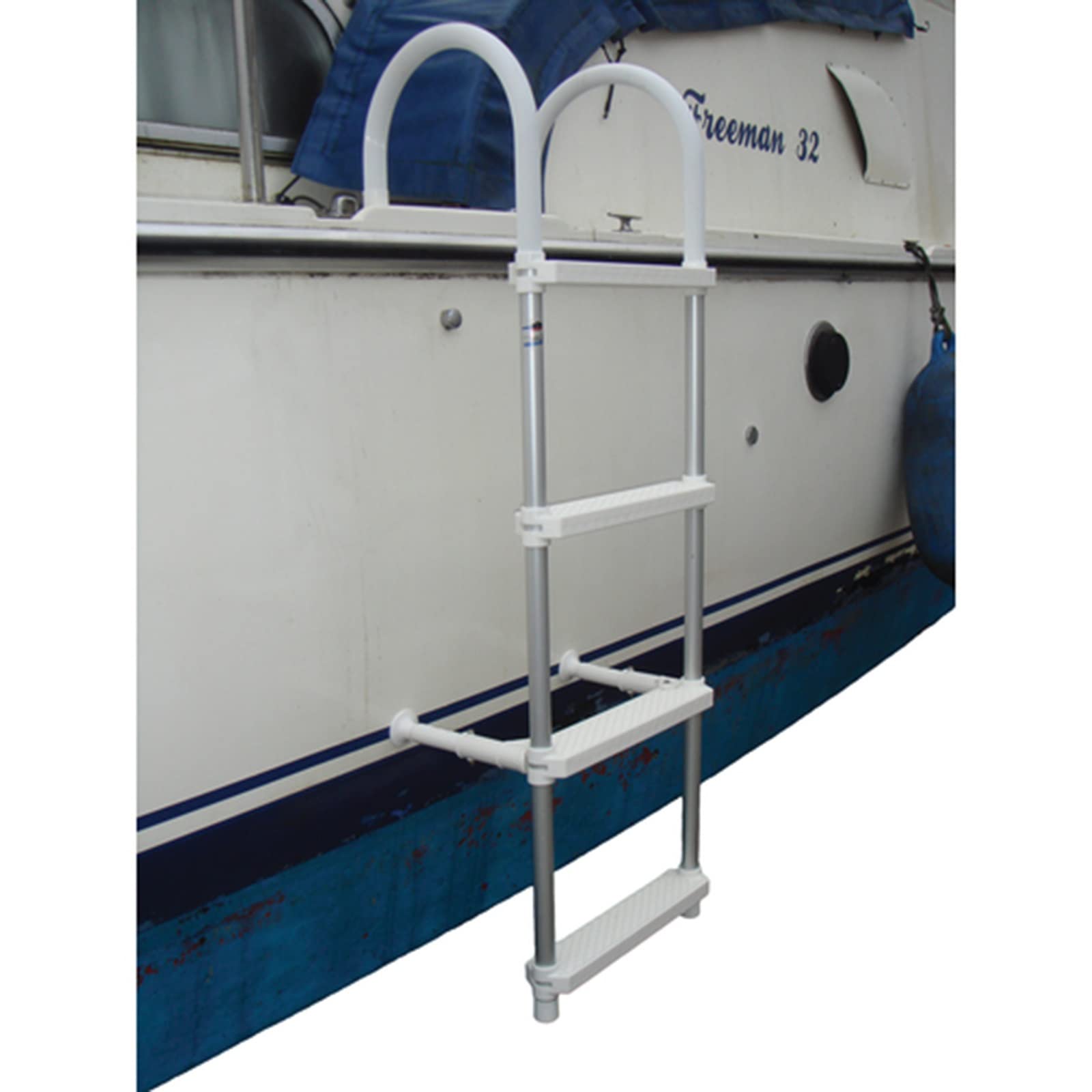 Scaletta per Barche in Alluminio con Gancio a 3/4 gradini, scaletta Portatile per Adulti per la Pesca, Canoa, gommone, Kayak, motoscafo, Portata 200 kg.