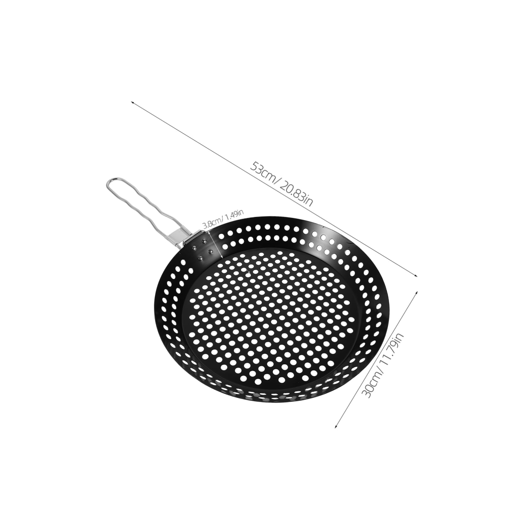 ibasenice Outdoor Portable Grill Pan Nonstick Hollow Out Frying Pan with Folding Handle for Bbq Pizza Vegetables Fish and Meat Essential Camping Cookware
