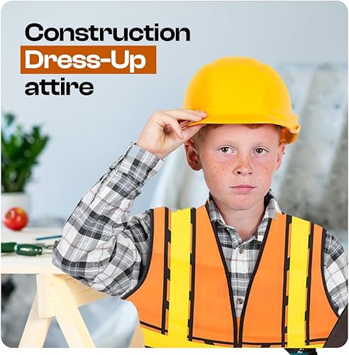 Miniatura 5 de Tigerdoe - Disfraz de construcción para niños sombrero de construcción y chaleco de disfraz accesorios de vestir para niños sombrero de construcción