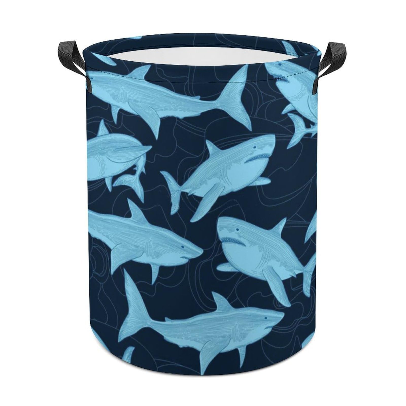 MHYRAC Laundry Hamper, Shark Shark Pattern Laundry Basket, Washing Basket with Handle
