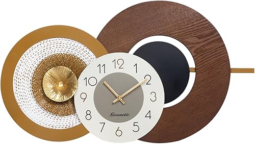 Reloj de pared moderno, bohemio, de madera y metal, compacto, funciona con pilas, relojes silenciosos para sala de estar, dormitorio, cocina, hogar,