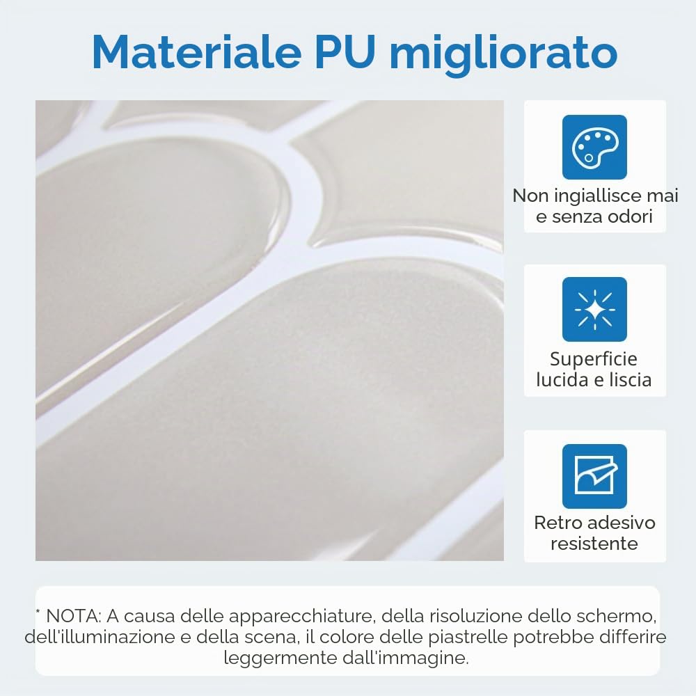 COMSTICKC Piastrelle adesive spesse da cucina, 10 pezzi 30,5 x 30,5cm | Beige, Adesivi per Piastrelle Bagno, Murali 3D Autoadesivo Cucina Decorativi, Impermeabili, 2,5 mm Spessore