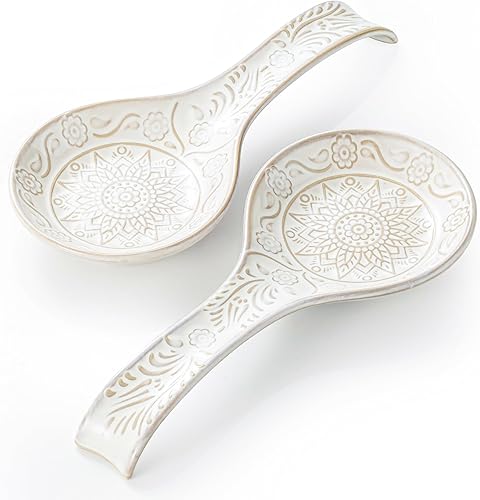 Miniatura 8 de Soporte de cuchara de cerámica, soporte grande de 9 pulgadas para encimera de cocina, accesorios de cocina, apto para lavavajillas, color blanco