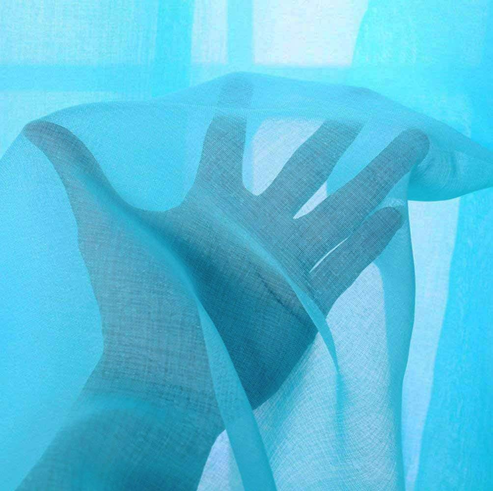 FashionMall 52" inch x 84" inch Window Curtain Sheer Panels for Living Room Kid's Room Set of 2 (W52 x L84 inch, Blue)