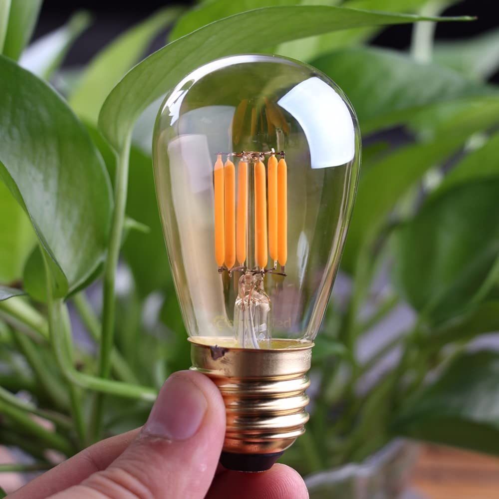 YSJX lighting, Paquete de 20, luz de filamento LED Retro AC220V E27 1W/3W S14 LED bombilla decorativa for exteriores Bombillas para el hogar(1W Warm Yellow 2200K)