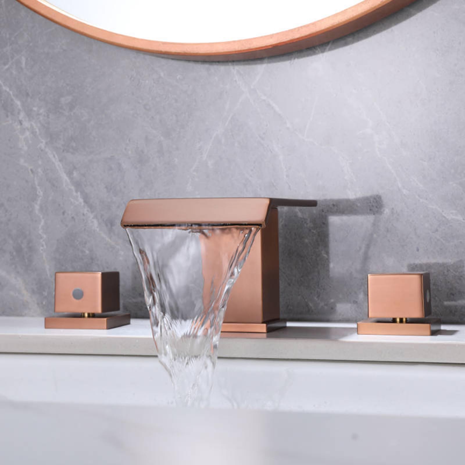 ZQFHSX Waterfall Bathroom Faucet for Sink Single Handle Mixer Rose Gold Vanity Tap Modern Basin Stylish Lavatory FaucetBathroom Fixtures