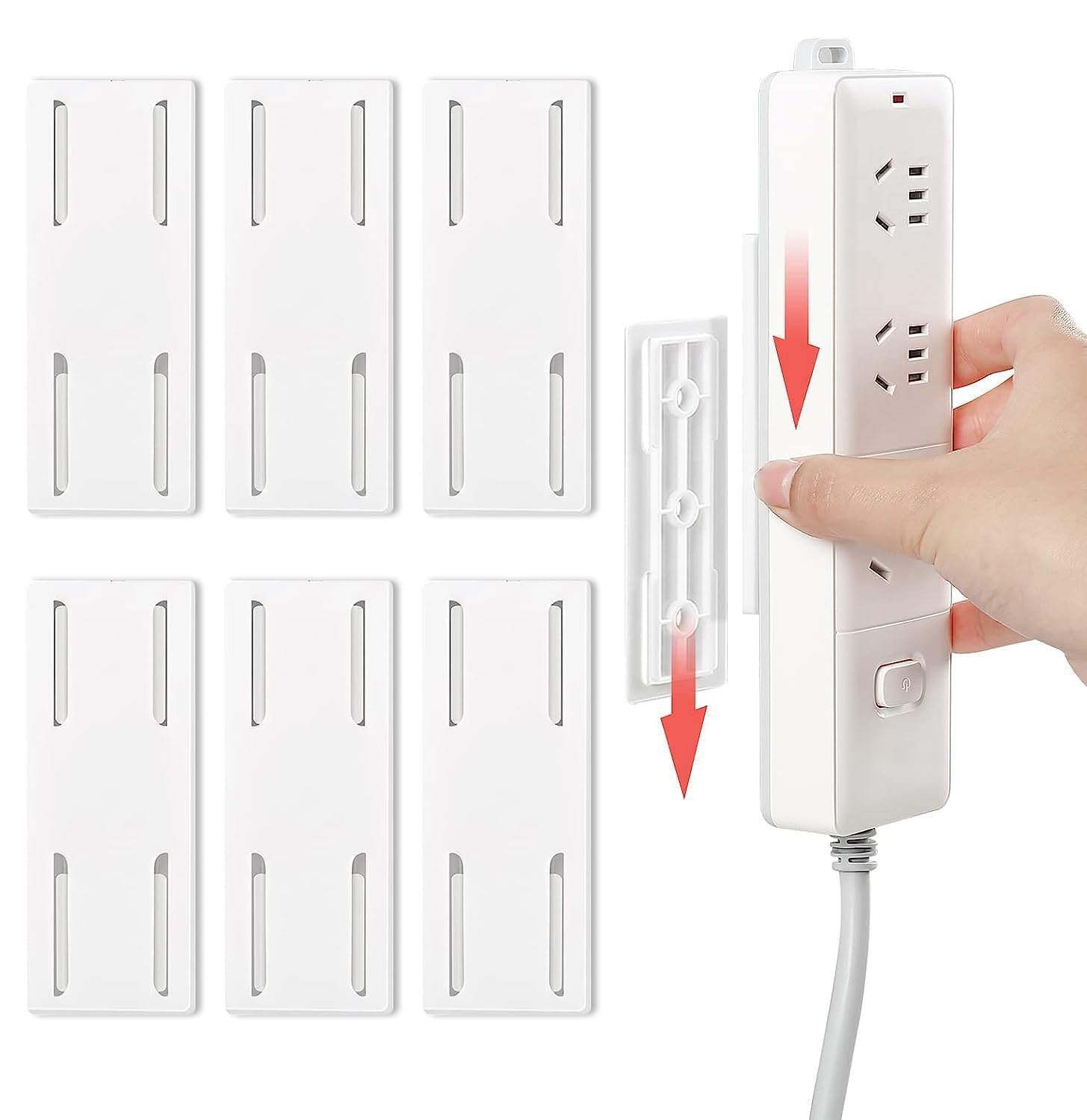 FOSO Self Adhesive Power Strip Holder Surge Protector Wall Mounted Fixator Punch Free Cable Management System Compatible with WiFi Remote Control Router Computer Kitchen Home Office (Pack of 2)-image-24