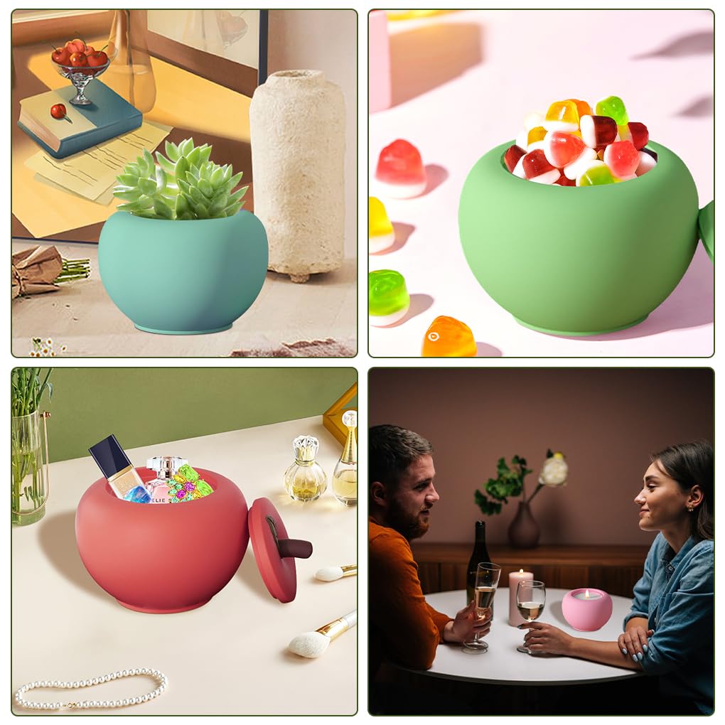 FineInno Jar Resin Mould,Apple Shaped Box Silicone Mould with Lid Epoxy Resin Casting Crafts mold for DIY Candle Holder Ornaments,Jewelry Storage Box,Home Decoration - Image 3