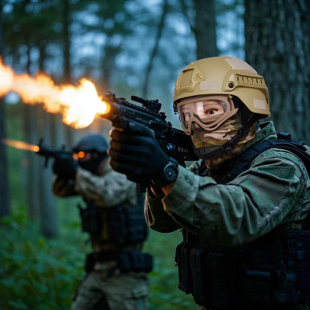 Airsoft Helmet Full Face, Tactical Helmet with Airsoft Mask and Anti-Fog Goggles, Military Helmets, Paintball Helmet, Tactical Full Face Protection, Airsoft Accessories, Military Gear